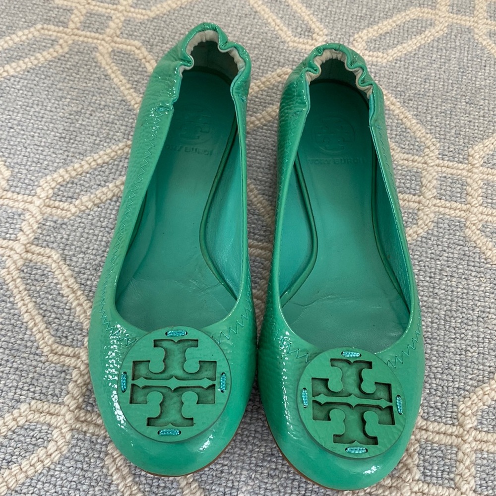 Green Tory Burch Ballet Flats